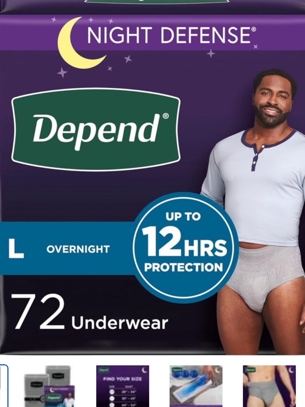 Depend Fresh Protection Incontinence Underwear for Men, Adult, L, 72 Count New